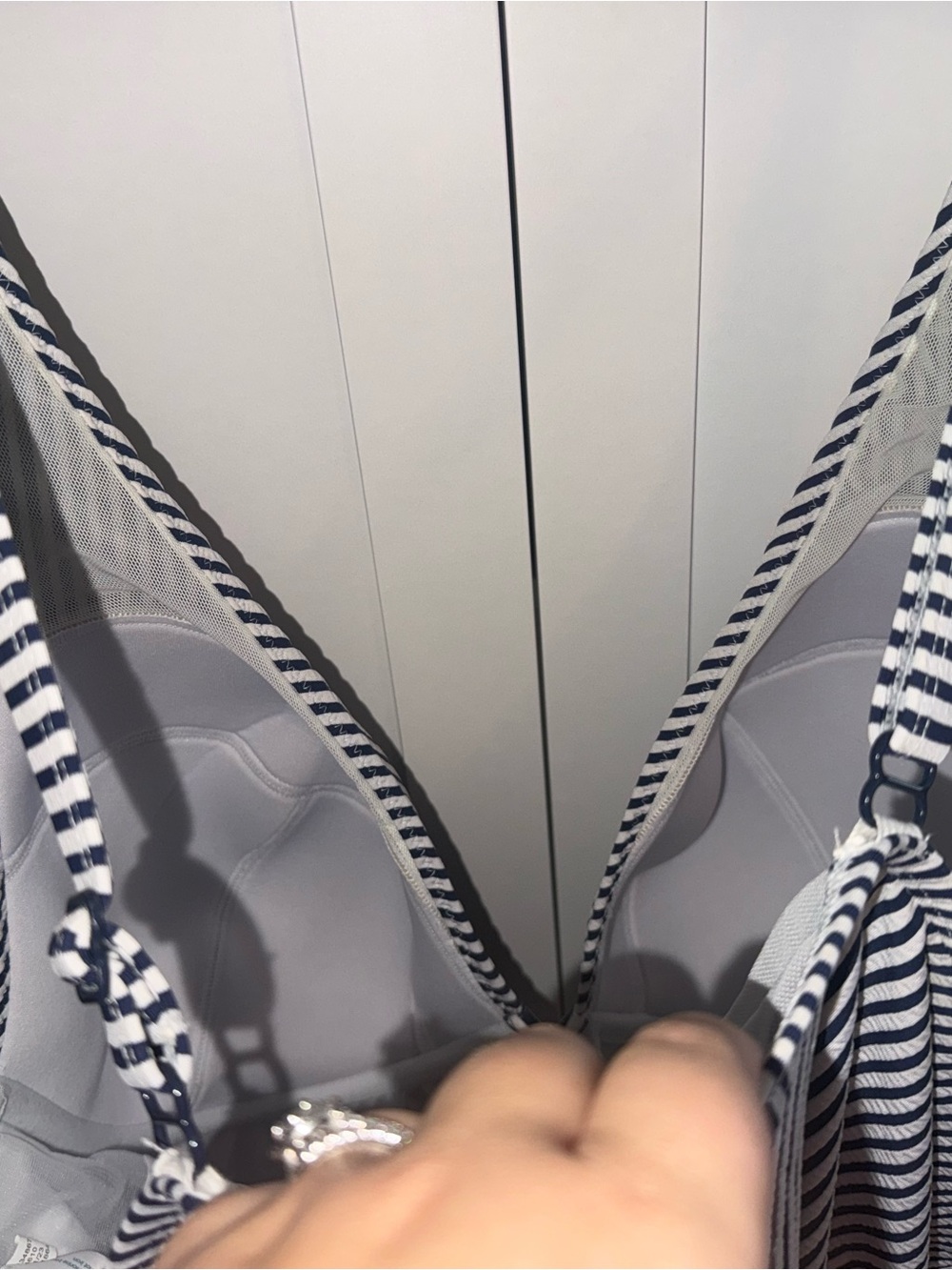 Cacique Navy & White Striped Tankini with skort  44D top / 22 bottom - Picture 4 of 10